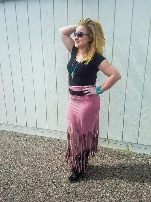 Bonnie Stretch Fringe Pencil Skirt